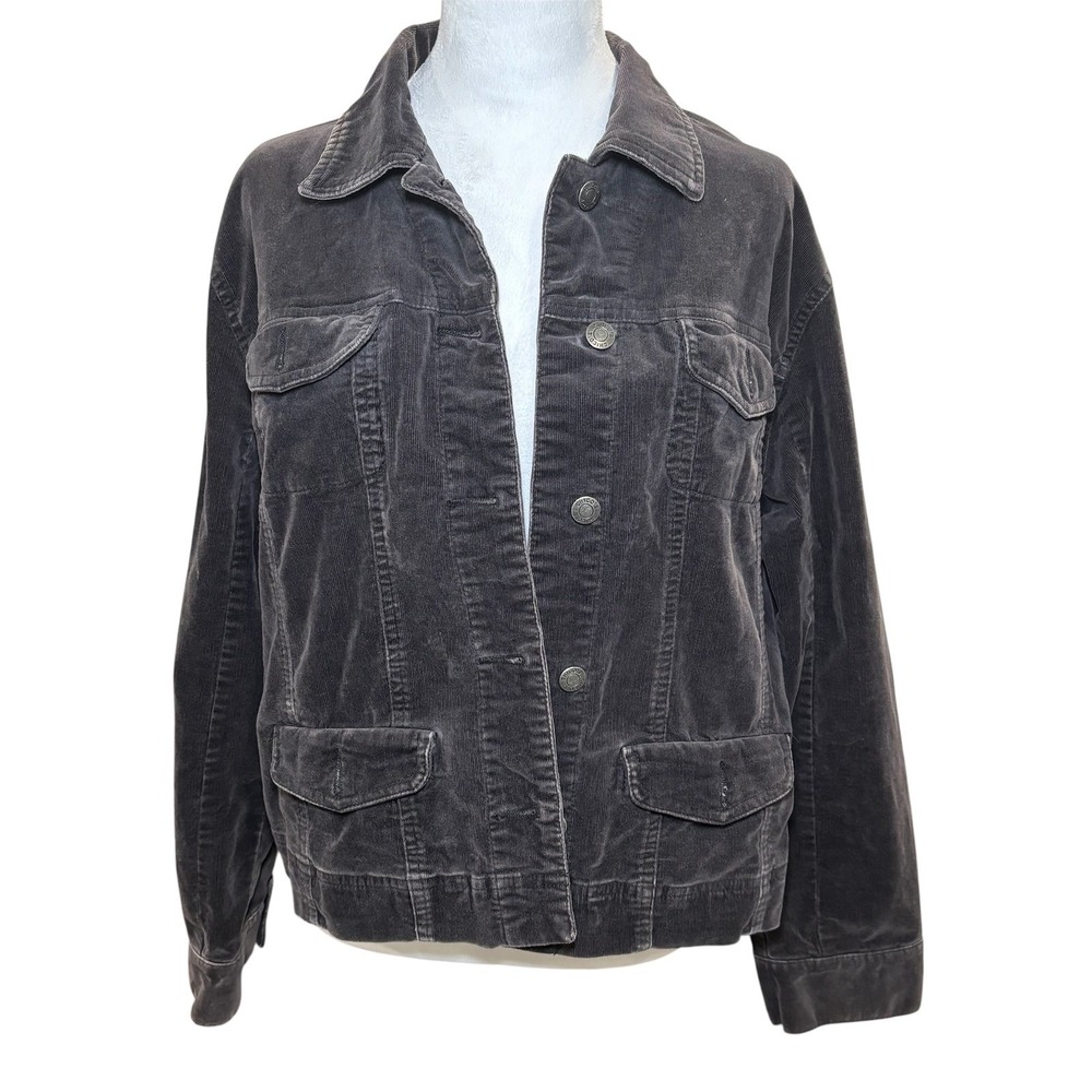 Chico's Dark Brown Corduroy Cotton Blend Casual Jacket Sz‎ 2 Large 12 - Picture 2 of 8